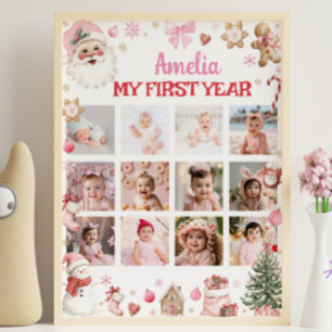 Retro Christmas First Year Photo Milestone Sign