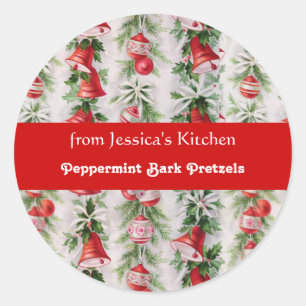 Retro Christmas, From the Kitchen of, Custom Classic Round Sticker
