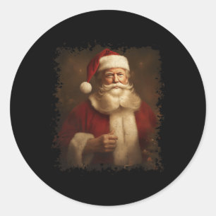 Retro Christmas Funny Trump Santa Claus Vintage Xm Classic Round Sticker