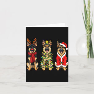 Retro Christmas German Shepherd Santa Reindeer Gsd Card
