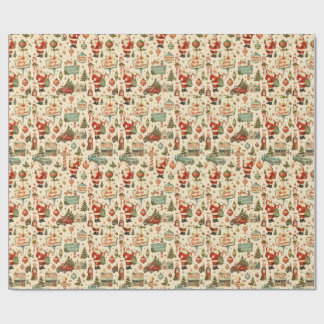 Retro Christmas Gift Wrap | Santa & Trucks
