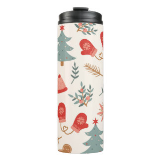 Retro Christmas Gingerbread Pattern. Thermal Tumbler