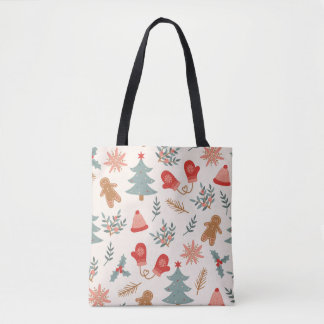 Retro Christmas Gingerbread Pattern. Tote Bag