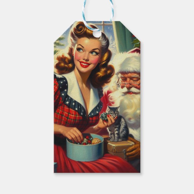 Retro Christmas Girl Gift Tags (Front)