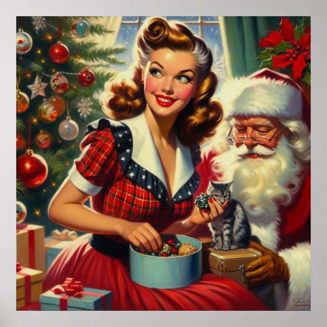 Retro Christmas Girl Poster (Front)
