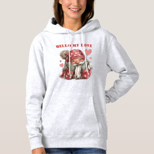Retro Christmas Gnome Hello My Love Cosy Sweatshir Hoodie