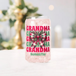 Retro Christmas Grandma Coquette Bow  Can Glass