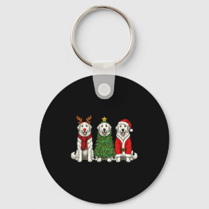 Retro Christmas Great Pyrenees Santa Reindeer Dog Key Ring