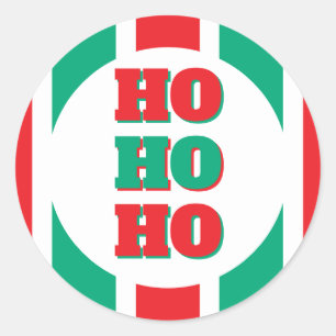 Retro Christmas Green and Red Stripe Design Classic Round Sticker