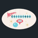 Retro Christmas greeting sticker<br><div class="desc">Retro style Christmas Greeting with message “Merry Christmas” and a graphic of several tree ornaments that were popular in the 1950’s.</div>