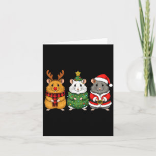 Retro Christmas Hamster Santa Reindeer Card