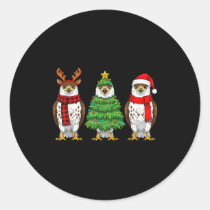 Retro Christmas Hawk Santa Reindeer  Classic Round Sticker