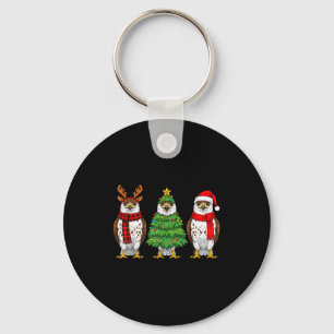 Retro Christmas Hawk Santa Reindeer Key Ring