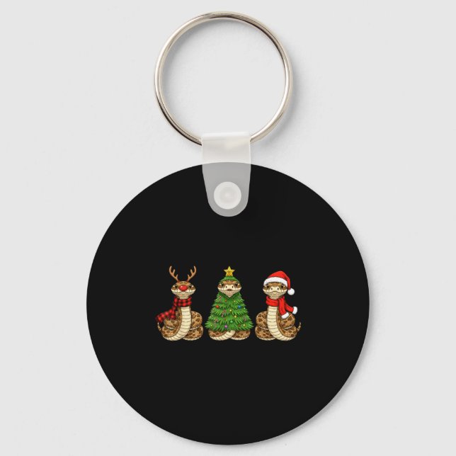 Retro Christmas Hognose Snake Santa Reindeer  Key Ring (Front)