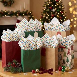 Retro Christmas Holiday Colourful String Lights Ar Tissue Paper