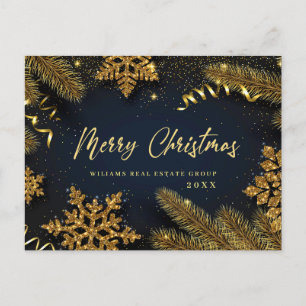 Retro Christmas Holiday Corporate Greeting Postcard
