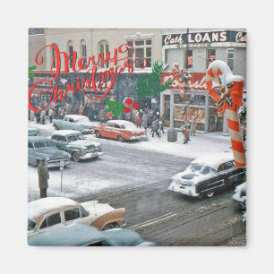 Retro Christmas Holiday Magnet