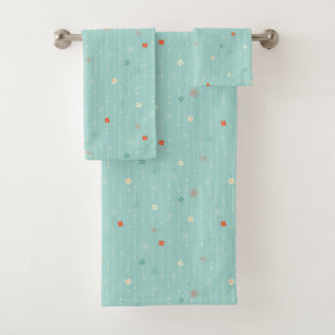 Retro Christmas Holiday Pattern Bath Towel Set