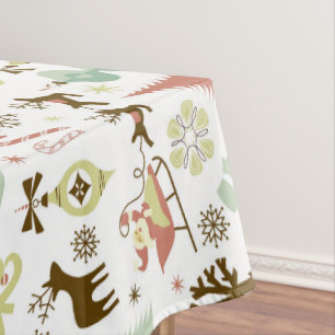 Retro Christmas Holiday pattern tablerunner Tablecloth