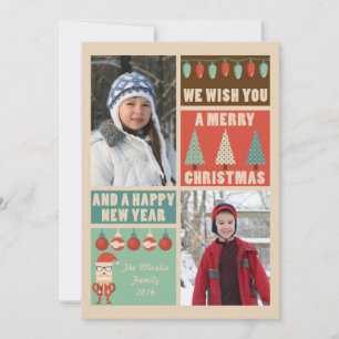 Retro Christmas, Holiday Photo Card