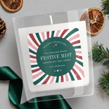 Retro Christmas Holiday Product Label Red & Green