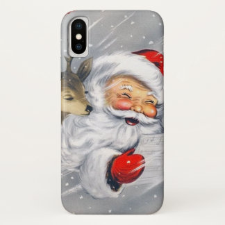Retro Christmas Holiday Santa reindeer Case-Mate iPhone Case