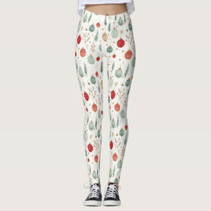 Retro Christmas Holiday Tree Ornaments Leggings