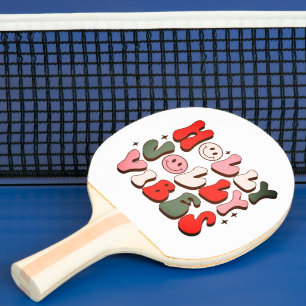 Retro Christmas Holly Jolly Vibes Trendy Holidays Ping Pong Paddle
