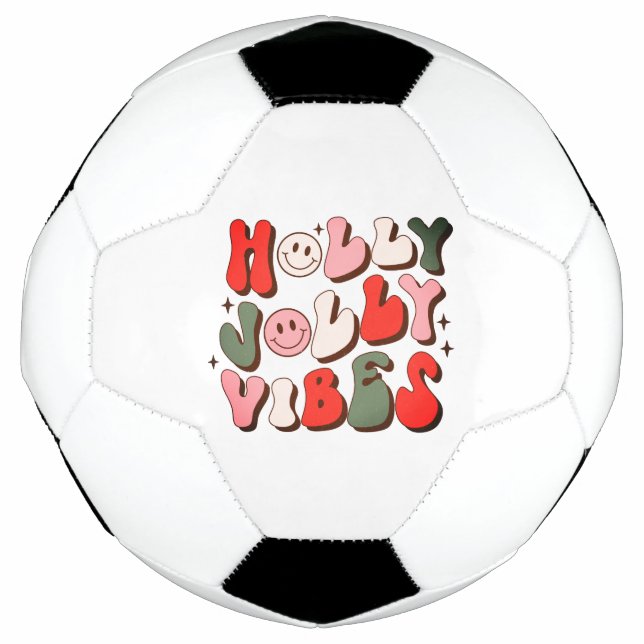 Retro Christmas Holly Jolly Vibes Trendy Holidays Soccer Ball (Front)
