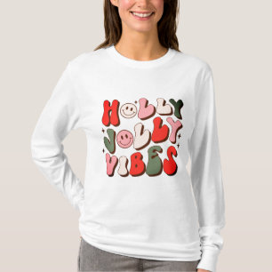 Retro Christmas Holly Jolly Vibes Trendy Holidays T-Shirt