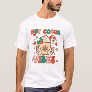 Retro Christmas Hot Cocoa Vibes Hippie Xmas Groovy T-Shirt