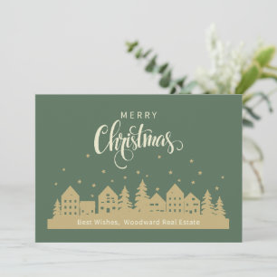 Retro Christmas House   Real Estate Client Custom  Thank You Card