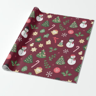 Retro Christmas Icons Wrapping Paper