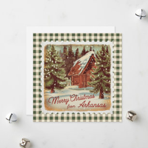 Retro Christmas In Arkansas Holiday Card