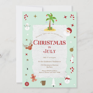 Retro Christmas in July Belated Holiday Party Invitation