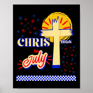 Retro Christmas In July Christian Jesus God Summer Poster