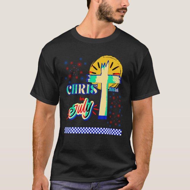 Retro Christmas In July Christian Jesus God Summer T-Shirt (Front)