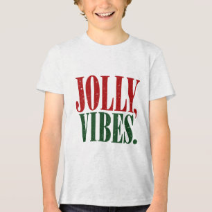 Retro Christmas Jolly Vibes Holiday Cheer Tri-Blend Shirt