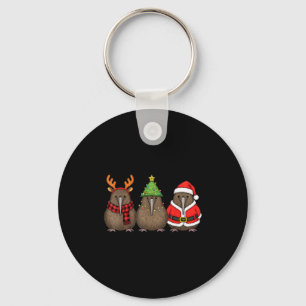 Retro Christmas Kiwi Bird Santa Reindeer  Key Ring