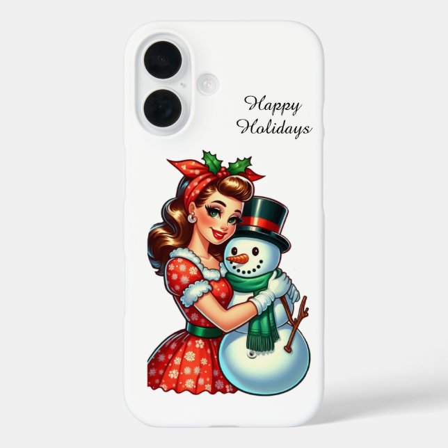 Retro Christmas lady Holiday customisable Case-Mate iPhone Case (Back)