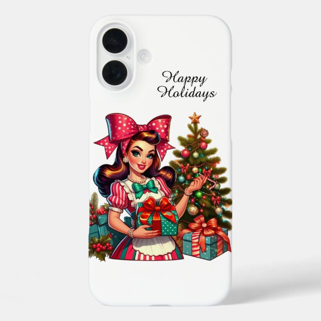 Retro Christmas lady Holiday customisable  Case-Mate iPhone Case (Back)