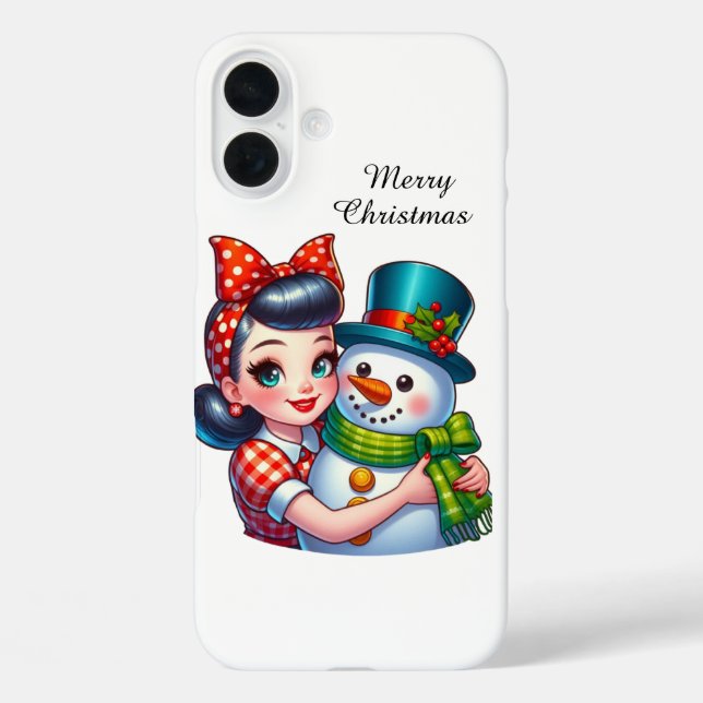Retro Christmas lady Holiday customisable  Case-Mate iPhone Case (Back)
