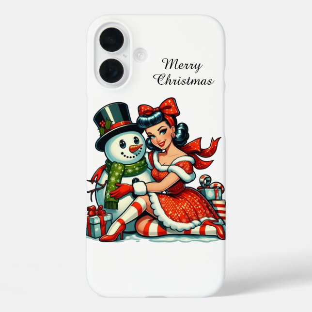 Retro Christmas lady Holiday customisable  Case-Mate iPhone Case (Back)
