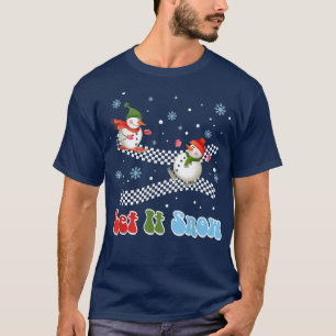 Retro Christmas Let It Snow Snowman Merry Christma T-Shirt