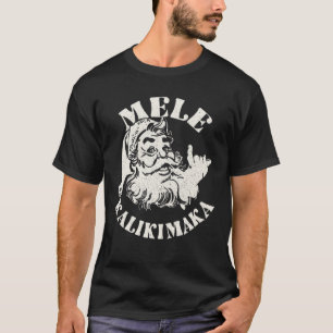 Retro Christmas Mele Kalikimaka Santa Claus Shaka T-Shirt