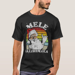 Retro Christmas Mele Kalikimaka Santa Shaka Hawaii T-Shirt