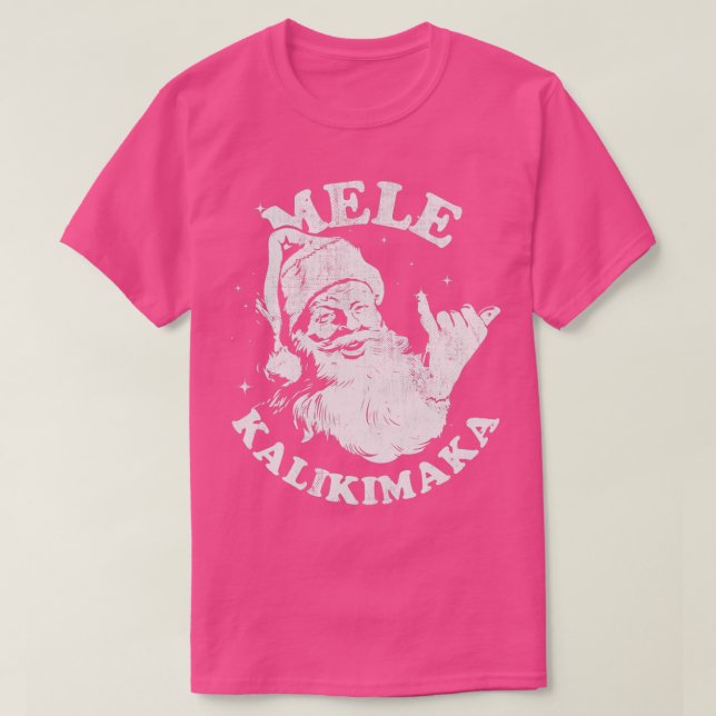 Retro Christmas Mele Kalikimaka Santa Shaka Hawaii T-Shirt (Design Front)