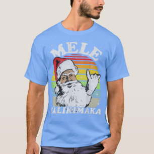 Retro Christmas Mele Kalikimaka Santa Shaka Hawaii T-Shirt