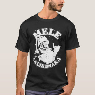 Retro Christmas Mele Kalikimaka Santa Shaka Hawaii T-Shirt