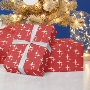 Retro Christmas Mid Century Modern Atomic Stars Wrapping Paper